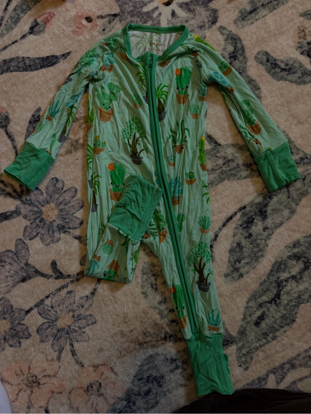 Little Sleepies Green Cactus & Potted Plant One-Piece Footie